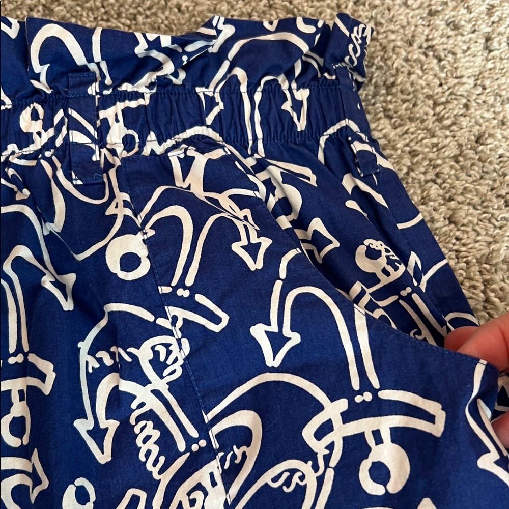 Lilly Pulitzer Blue Anchor Skirt Small Elastic Waist Pockets Coastal Nautical - Picture 7 of 16